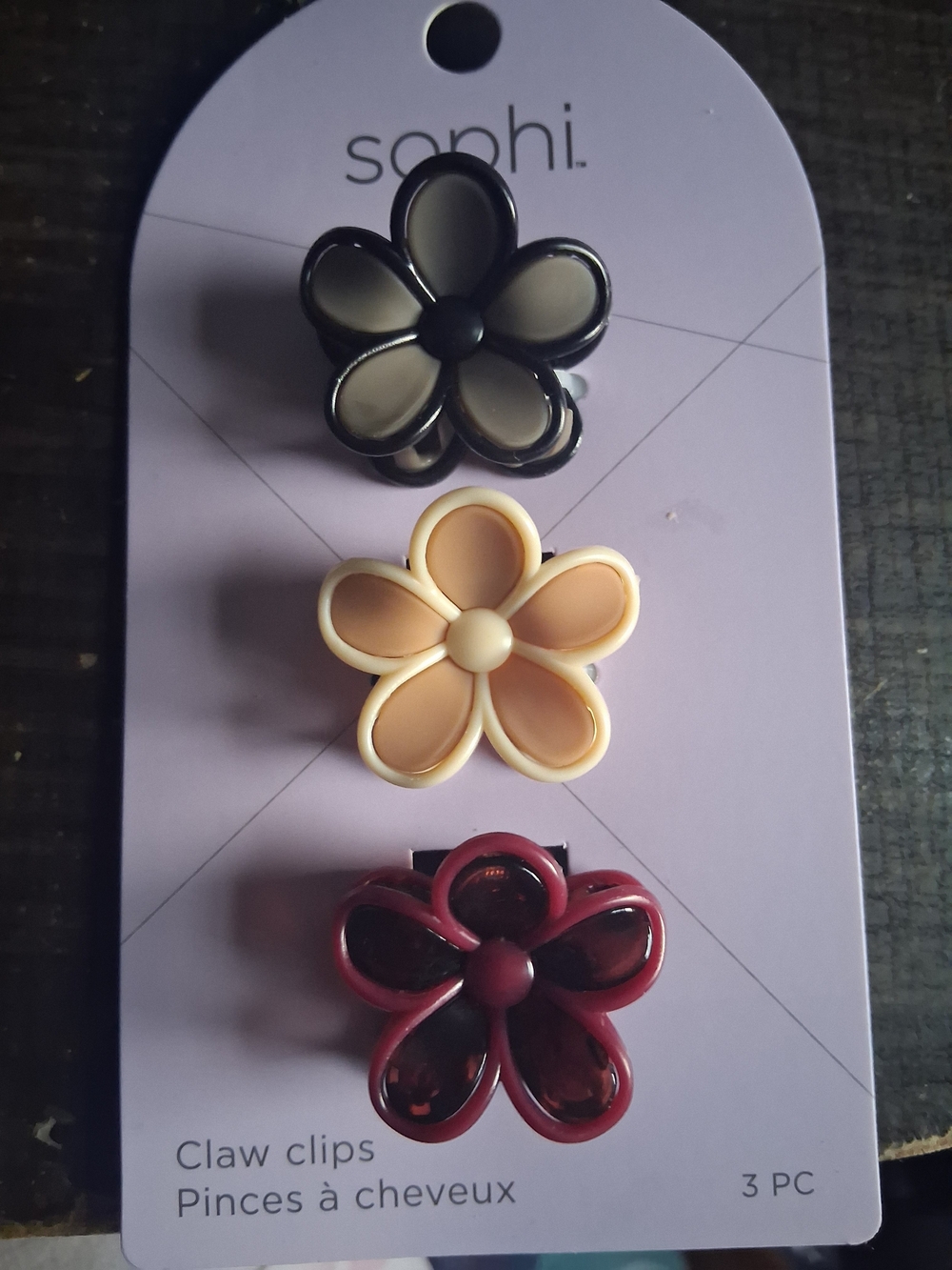 Floral Claw Clips Set - Black, Cream, Burgundy
